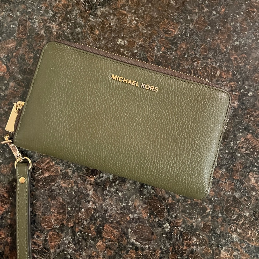 Olive Green Michael Kors Wristlet